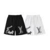 LV Shorts Black Script Embroidery