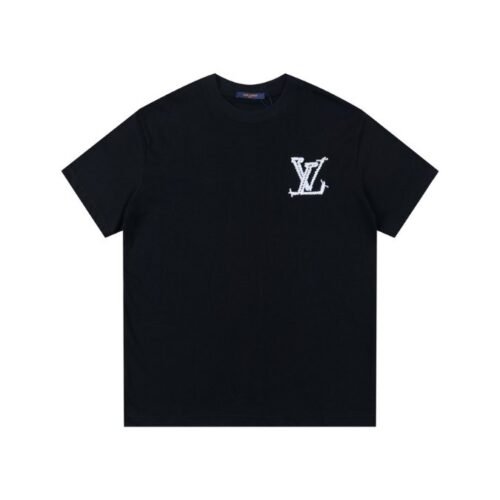 LV T-shirt Black White Logo