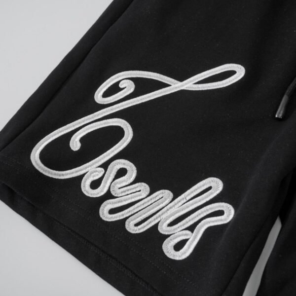 LV Shorts Black Script Embroidery