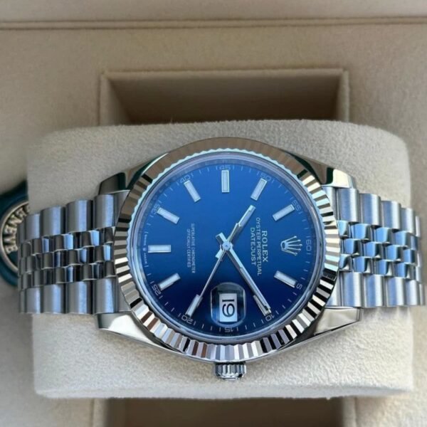 RLX Date Just Blue Stick Dial