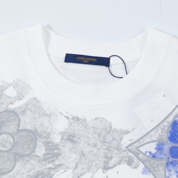 LV T-shirt White Blue Print