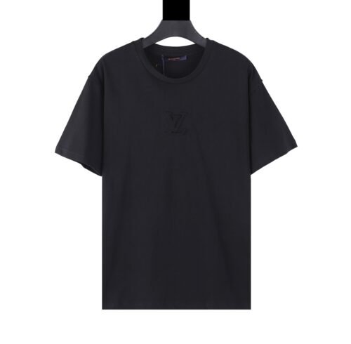 LV T-shirt Black Embroidered Logo