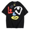 LV T-shirt Black Colorful Face