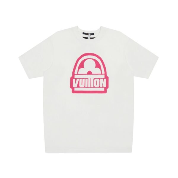 LV T-shirt White Pink Logo