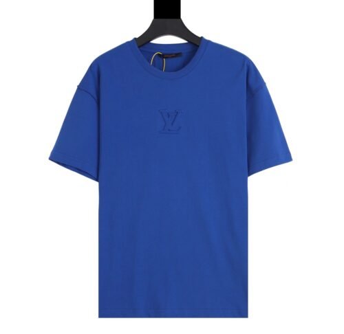 LV T-shirt Blue Embroidered Logo