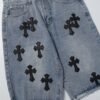 CHRM HRTS Shorts Black Cross Denim