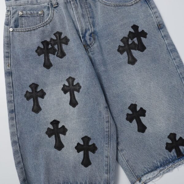 CHRM HRTS Shorts Black Cross Denim