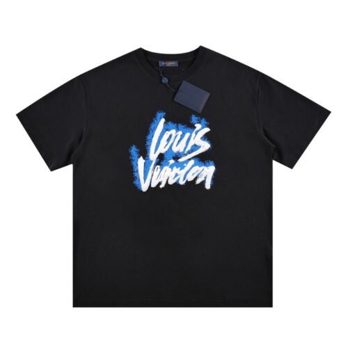 sdsd-9-1.jpg LV T-shirt Blue Graffiti Black Logo