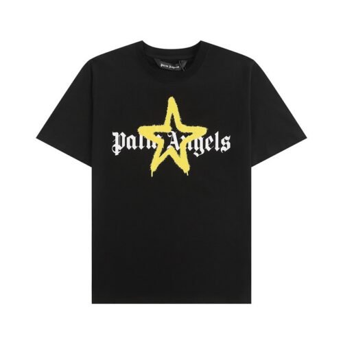 Camiseta Palm Angels Graffiti Star Negra y Amarillo
