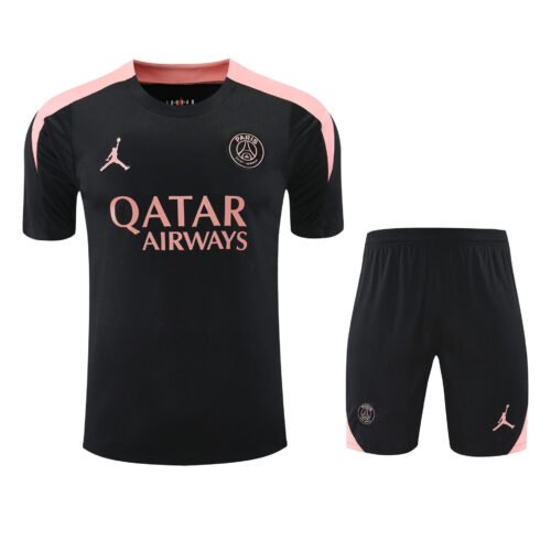 Conjunto de calentamiento PSG negro y rosa