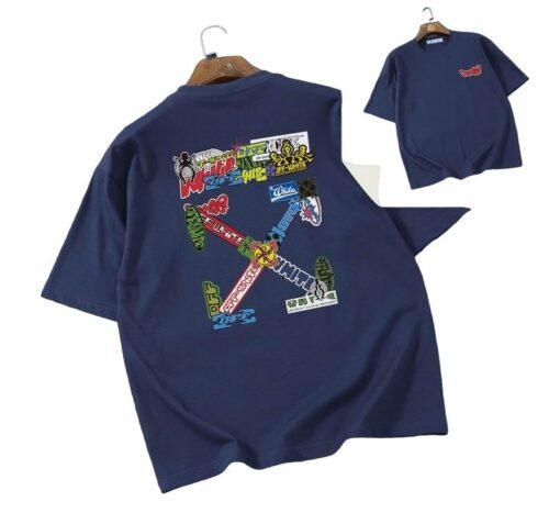 Camiseta Off-White Oversize Azul Marino