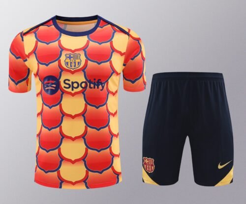 Conjunto de calentamiento FC Barcelona amarillo y naranja escudos