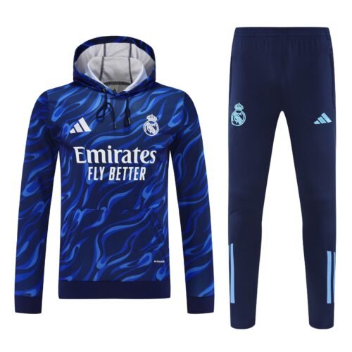Conjunto manga larga Real Madrid azul y azul oscuro