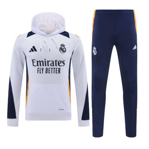 Conjunto manga larga Real Madrid blanco mangas negras