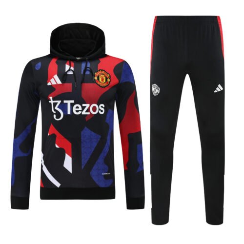 Conjunto manga larga Manchester United negro azul y rojo