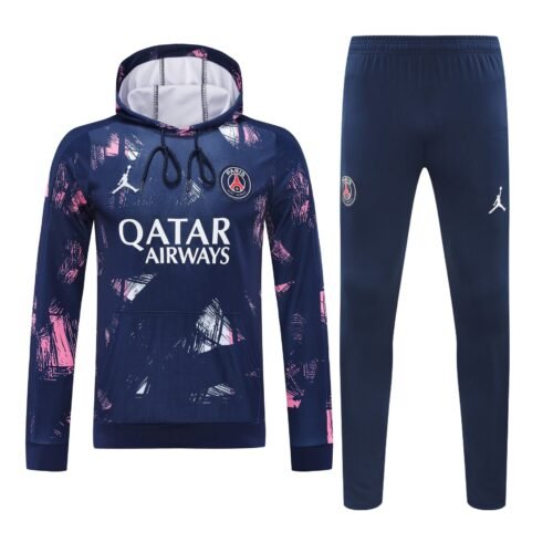 Conjunto manga larga PSG azul blanco y rosa efecto pintura