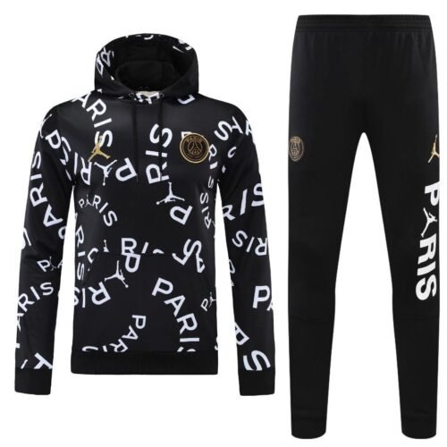 Conjunto manga larga PSG negro letras blancas
