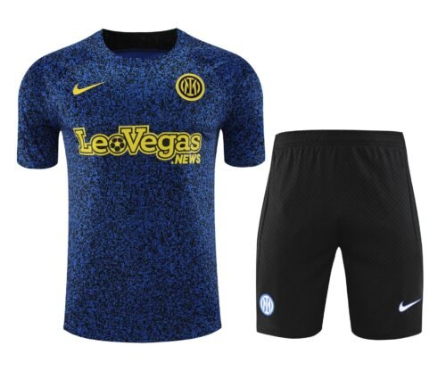 Conjunto de calentamiento Inter de Milán azul y negro puntos