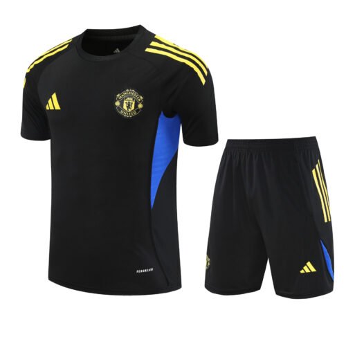 Conjunto de calentamiento Manchester United negro y amarillo