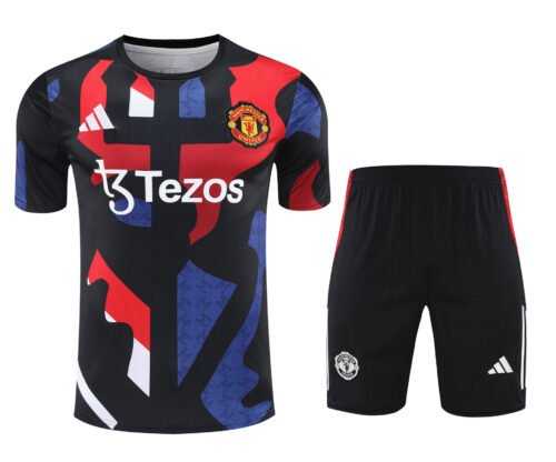Conjunto de calentamiento Manchester United azul rojo y negro