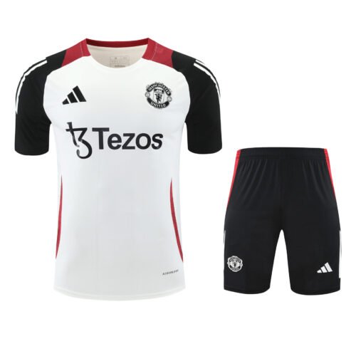 Conjunto de calentamiento Manchester United blanco y granate