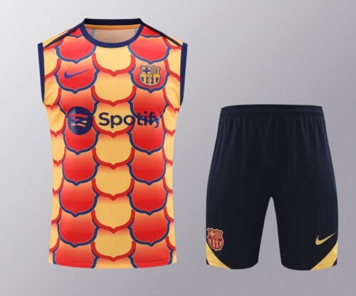 Conjunto tirantes FC Barcelona amarillo y naranja escudos