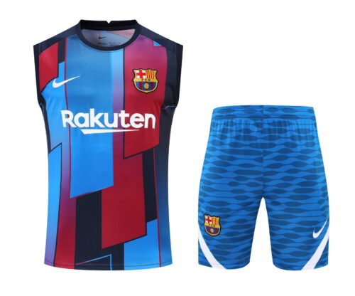 Conjunto tirantes FC Barcelon azul y rojo bloques
