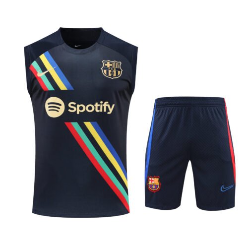 Conjunto tirantes FC Barcelona negro franja colores