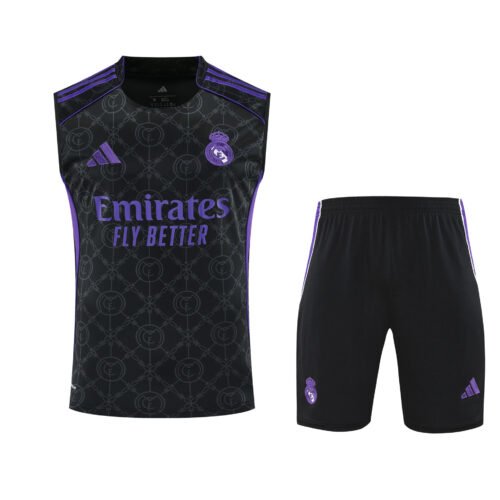 Conjunto tirantes Real Madrid negro y morado