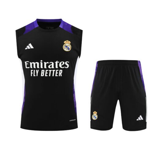 Conjunto tirantes Real Madrid negro y morado