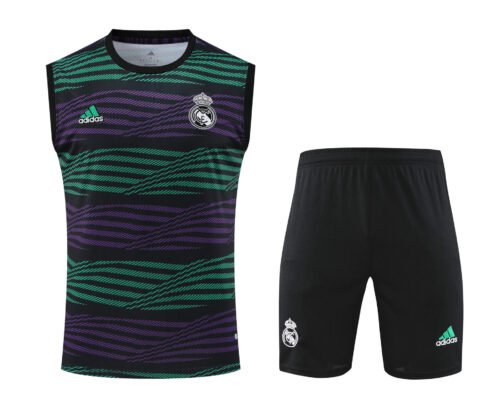 Conjunto tirantes Real Madrid morado negro y verde