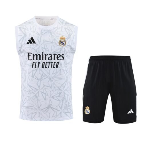 Conjunto tirantes Real Madrid blanco triangulos