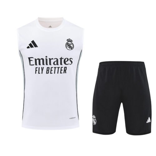 Conjunto tirantes Real Madrid blanco y gris