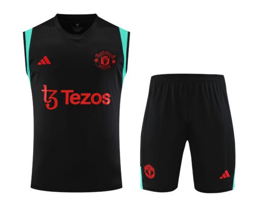 Conjunto tirantes Manchester United negro y azul claro