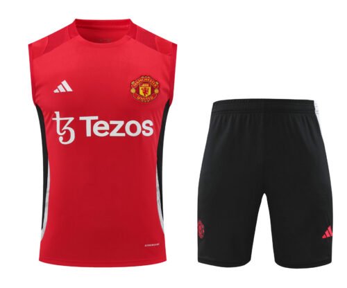 Conjunto tirantes Manchester United rojo y negro sponsor