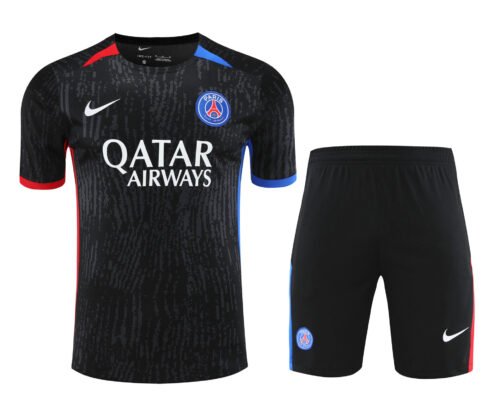 Conjunto de calentamiento PSG negro azul y rojo