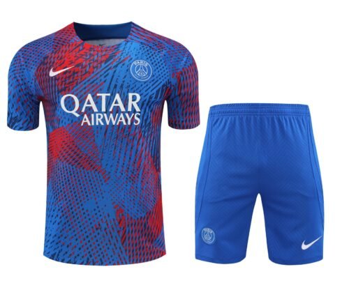 Conjunto de calentamiento PSG azul y rojo