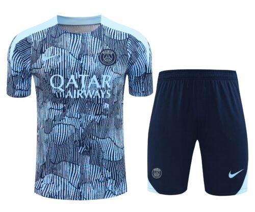 Conjunto de calentamiento PSG azul claro cebra