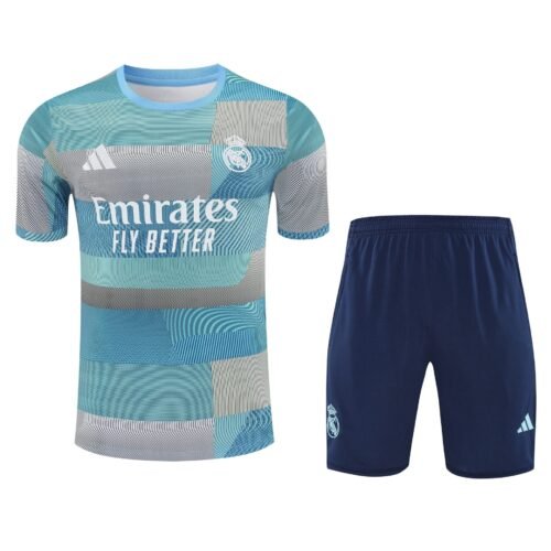 Conjunto de calentamiento Real Madrid azul cuadros