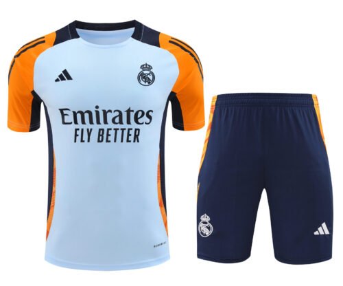 Conjunto de calentamiento Real Madrid blanco y naranja 2